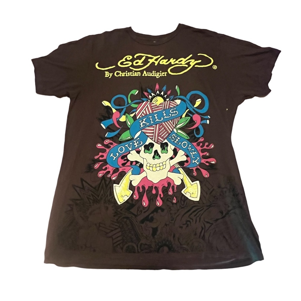 Ed hardy brown t-shirt. Size XL. Vintage.